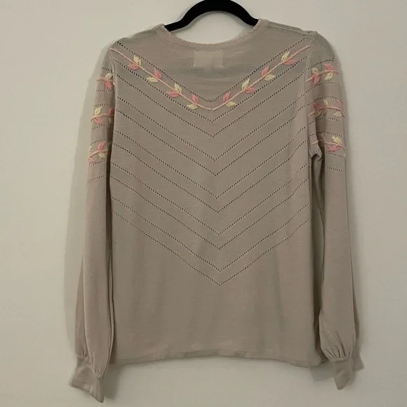 Molli Beige Long Sleeve Top with Pink Accents - Picture 9 of 13